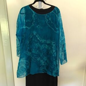 Claudia Grau Silk Batik Turquoise Tunic